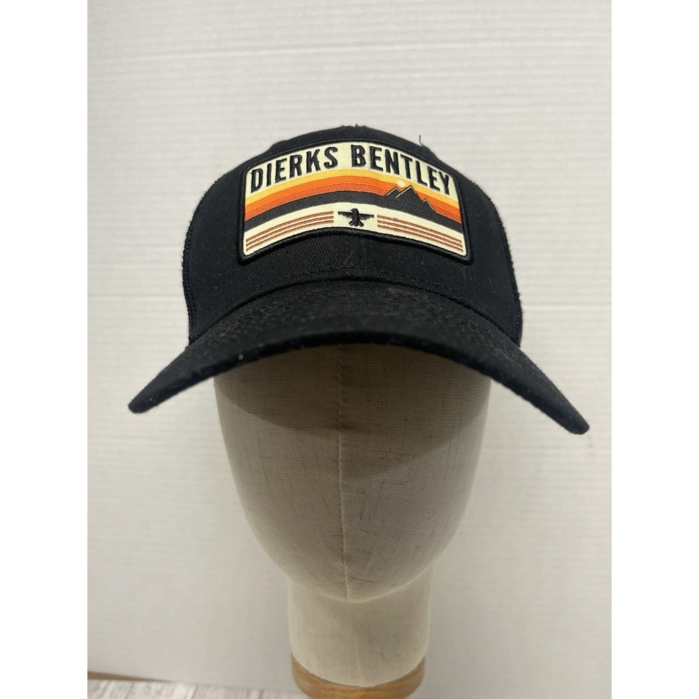 Dierks Bentley Trucker Hat Sunset Mountain Patch Black Mesh Snapback Official